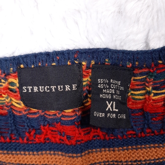 Structure size XL vintage Aztec Southwestern button up knit sweater vest boho - Picture 6 of 7